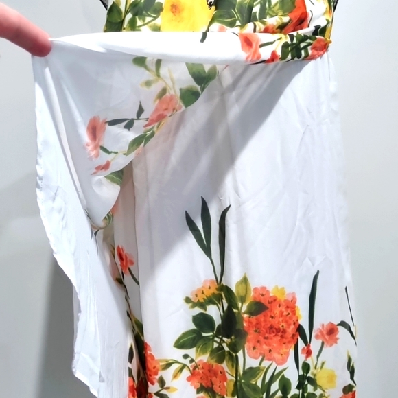 Teaberry, white dress, floral design, layered, lined, size 8 - Picture 3 of 9